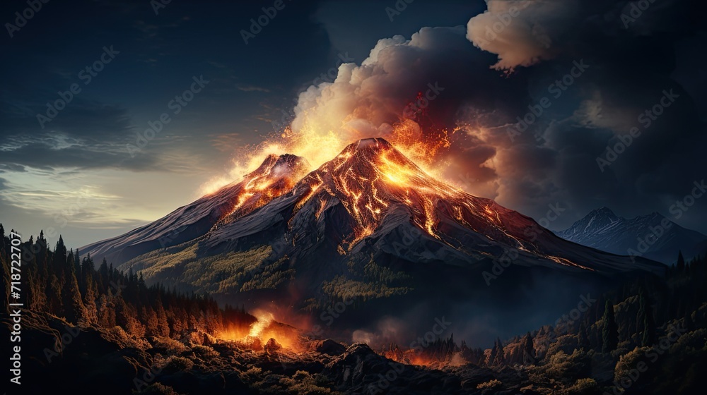 Cataclysmic Volcanic Eruption at Sunset