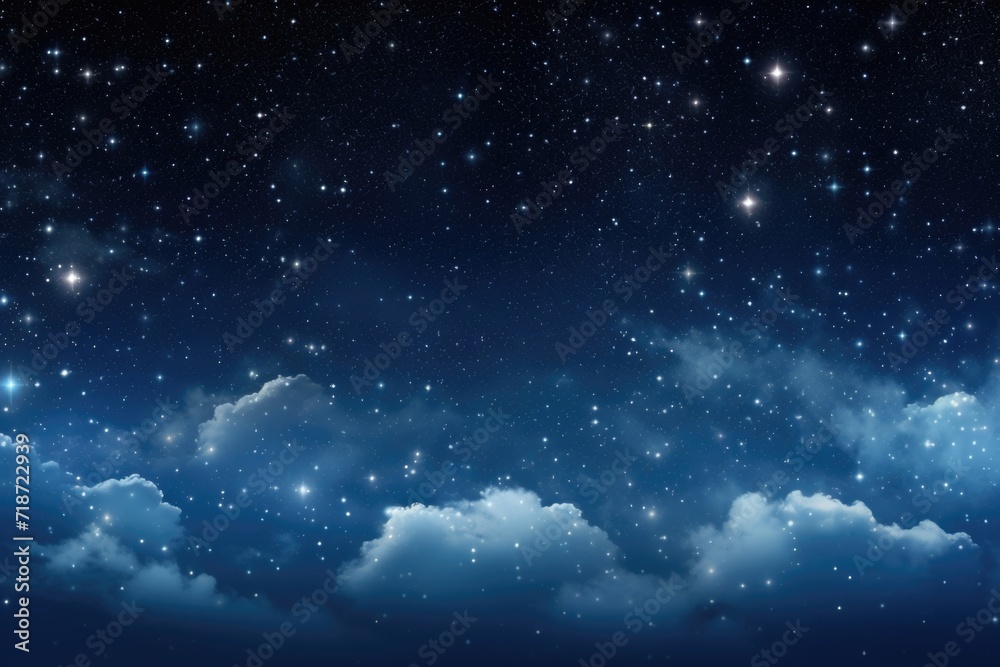 Fototapeta premium Night sky with clouds and stars.