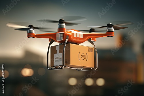 Dropshipping autonomous drone technology efficient parcel services. Aerial delivery, package shipping drones, last mile delivery phase, swift and reliable air shippment postal box freight logistics photo