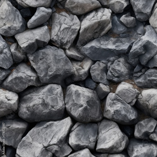 Gray Pile of Rocks Background, Seamless Pattern for Design Projects