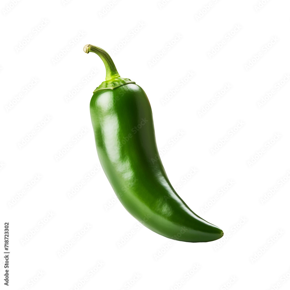 Green jalapeno isolated on transparent background. Generative ai design. Green jalapeno isolated on transparent background. Generative ai design.
