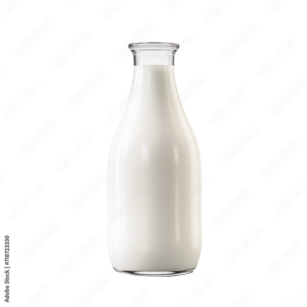 Milk bottle mockup on transparent background. Generative ai design art. Milk bottle mockup on transparent background. Generative ai design art.