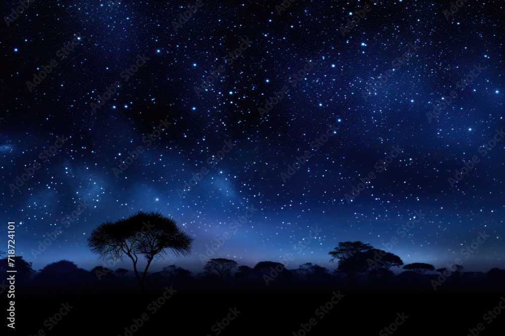 Night sky background with stars and galaxies over Kenya, Africa.