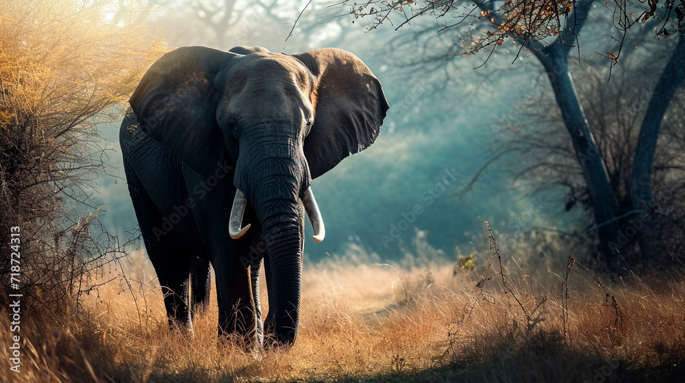 Obraz premium Indian elephant in nature. Selective focus.