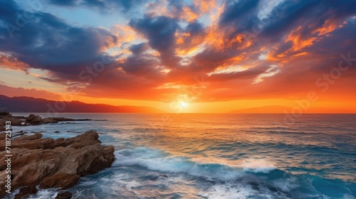 Sunset over Mediterranean. Generative AI © Roman