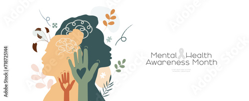 Mental Health Awareness Month banner. photo