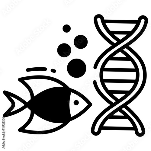 Fish dna glyph and line vector illustration