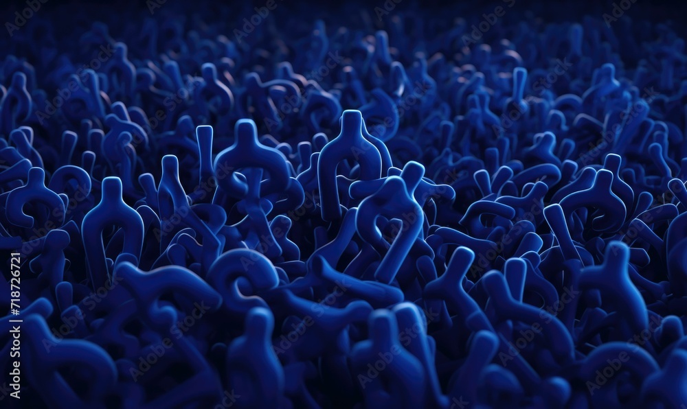 Obraz premium A large group of blue people standing in a field. Generative AI.