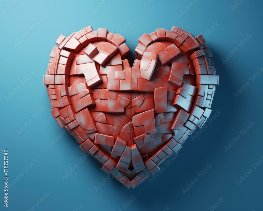 Broken heart concept 3d illustration. Generative AI. Broken heart concept 3d illustration. Generative AI.