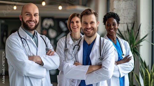 Confident Medical Team Standing Together on National Doctors Day. photo