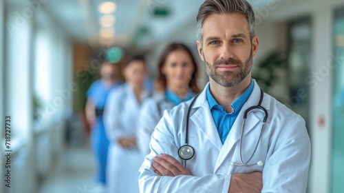 Confident Medical Team Standing Together on National Doctors Day.