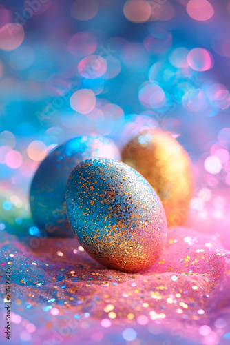 Shiny egg for Easter. Selective focus.