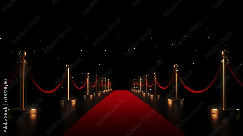 Red carpet on the stairs on dark background, the way to glory, victory and success Red carpet on the stairs on dark background, the way to glory, victory and success
