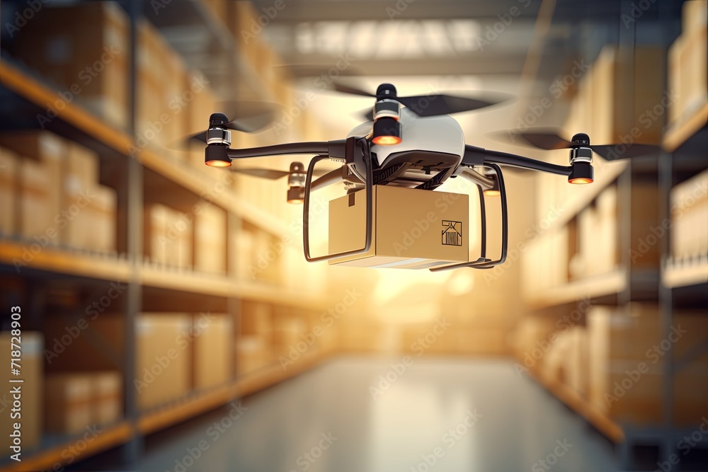 Future of mobility futuristic drone technology, retail trade delivery services. AIX (Artificial Intelligence Experience) innovation. Logistics efficient environment friendly package delivery amenity. Future of mobility futuristic drone technology, retail trade delivery services. AIX (Artificial Intelligence Experience) innovation. Logistics efficient environment friendly package delivery amenity.