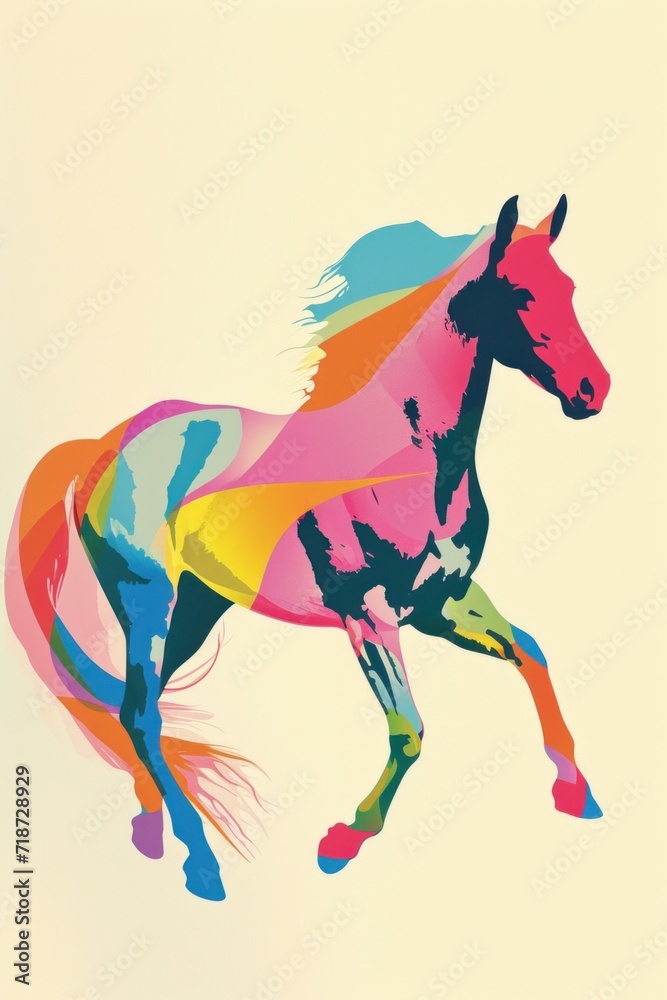 Obraz premium Poster of a colorful horse.