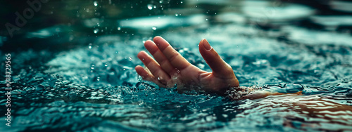 sinking hand of a man in the water. Selective focus.