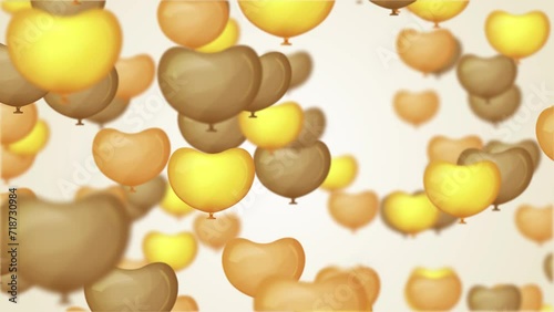 Loopable animation of heart shaped balloons fly up.