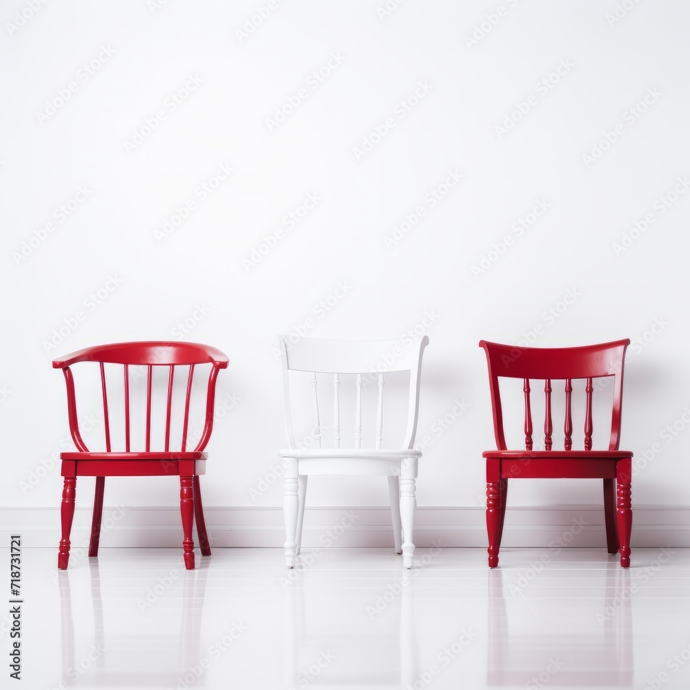 Elegant Red and White Chairs on Clean White Background Elegant Red and White Chairs on Clean White Background