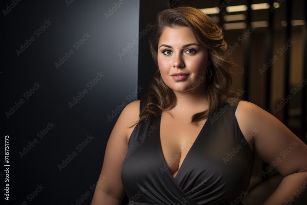 Elegant Plus-Size Woman in Evening Dress Portrait
