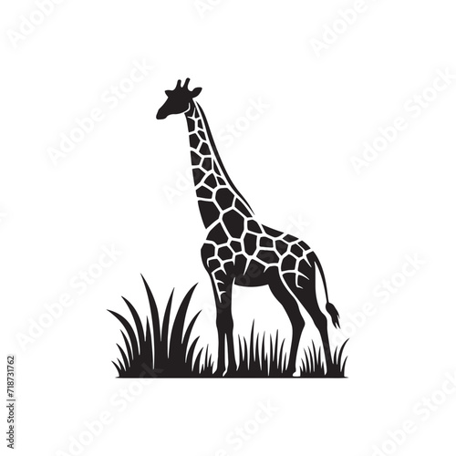 Ethereal Giants  A Radiant Ensemble of Giraffe Silhouettes Standing Tall in the African Twilight - Giraffe Illustration - Giraffe Vector 