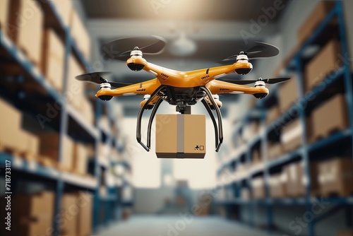 Package drone delivery, autonomously unsurveillance. Aviators steer cardboard devices, business shipping. Horizontal flight capabilities, electronic navigation, trade efficient and flying deliveries.