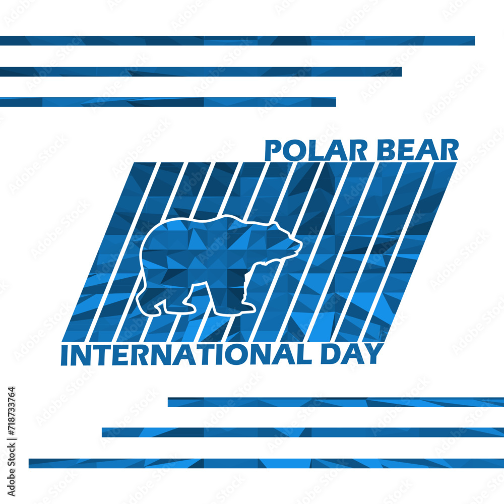 International Polar Bear Day event banner. Illustration of a Polar Bear with lines decorated