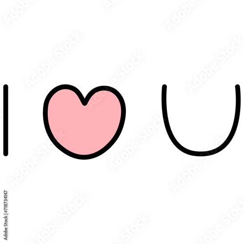 i love you text. Outline. Valentine day. 