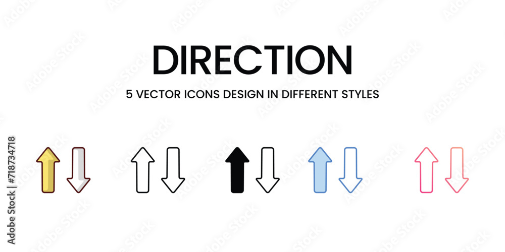 Direction icons set isolated white background vector stock illustration.