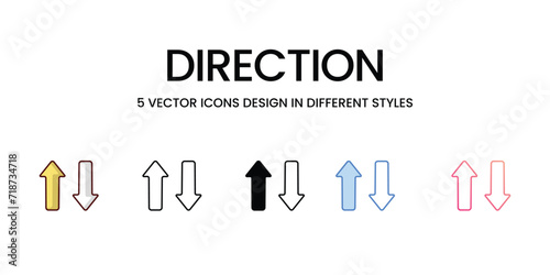 Direction icons set isolated white background vector stock illustration.