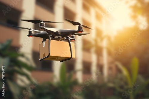 Cardboard boxes  fabrication  unit employing smart UAV parcel delivery drone helicopter technology emerges. Unsupervised service revolutionizes industry  efficient packaging and delivery solutions.