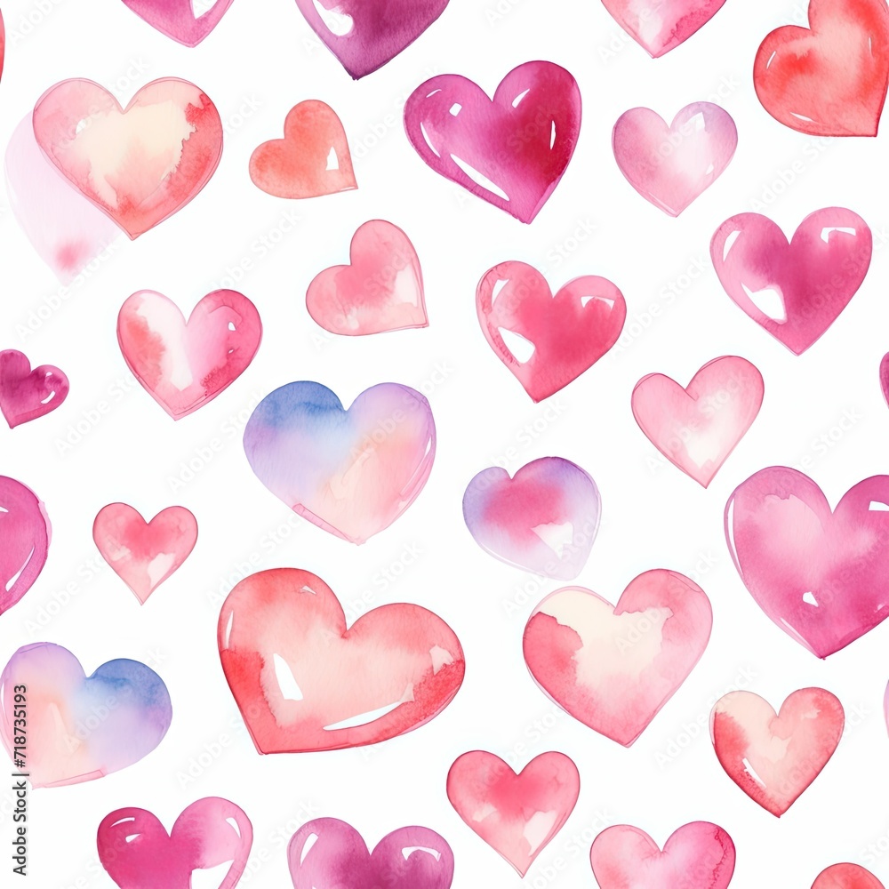 Seamless Pattern of Multiple Pink and Red Hearts on a White Background