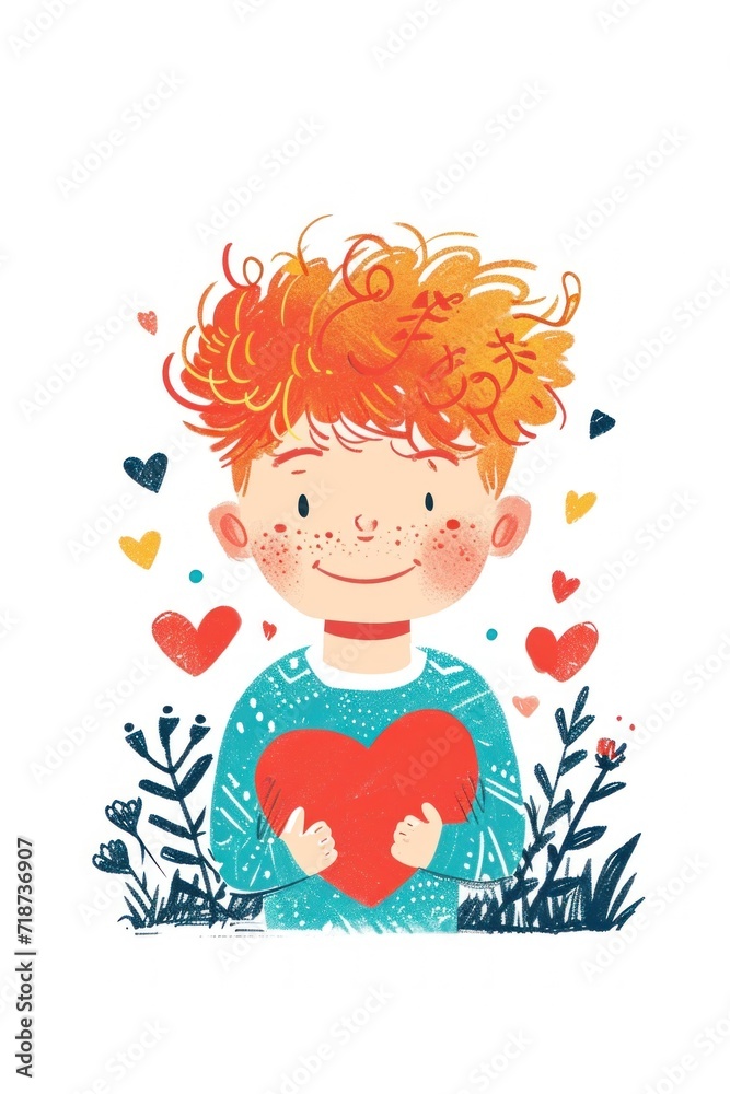 Happy boy holds a heart in his hands. Happy boy holds a heart in his hands.
