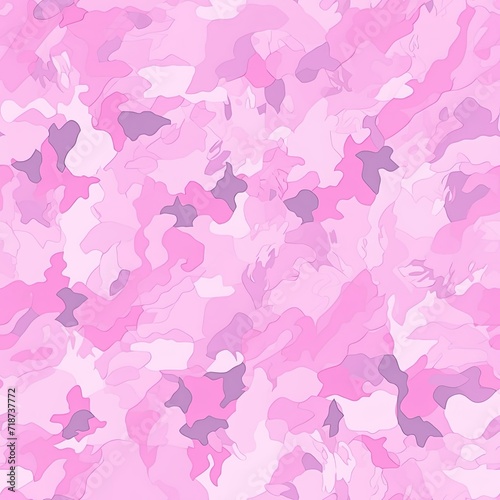 Pretty Pink Camo Background, Seamless Pattern of Elegant Pink Camouflage Design