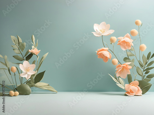 A minimalistic abstract background  with a hint of spring and summer in the air  perfect for product presentation
