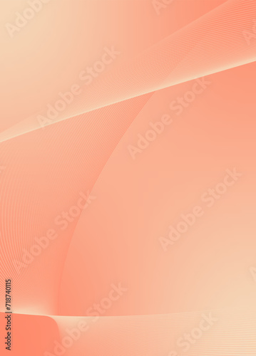 Abstract background vector orange, peach fuzz with dynamic waves for wedding design. Futuristic backdrop with network wavy lines. Premium template with stripes and gradient mesh for banner or poster