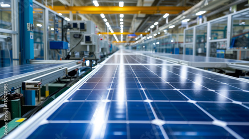 Solar panel production line in a modern factory