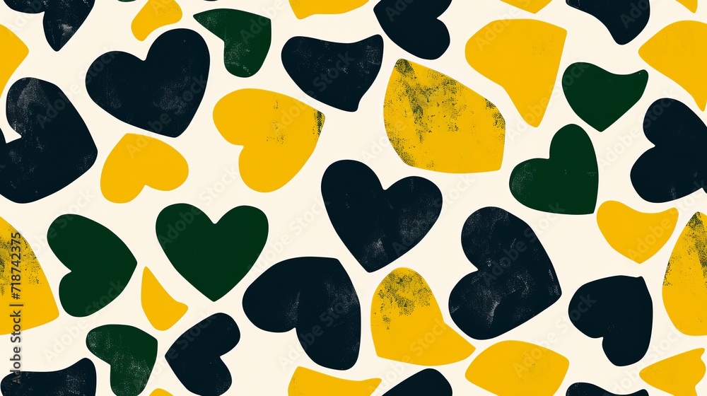Fototapeta premium Seamless green pattern with hearts
