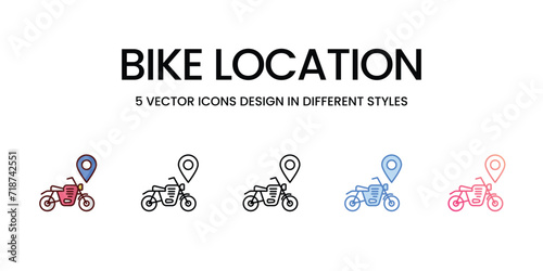 Bike Location icons set isolated white background vector stock illustration.