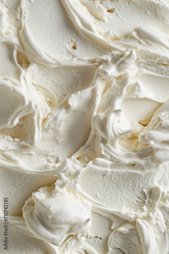 Close-up of textured white vanilla flavored ice cream. The perfect refreshing summer treat