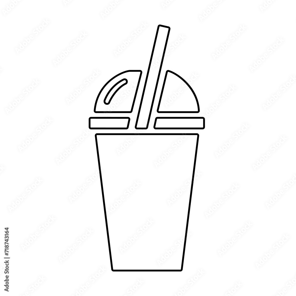 Smoothies line icon, black outline on white. Takeaway drink in plastic cup with dome lid and straw. Vector clipart sign or logo of simple design, illustration of non-alcoholic beverage or fast food. Smoothies line icon, black outline on white. Takeaway drink in plastic cup with dome lid and straw. Vector clipart sign or logo of simple design, illustration of non-alcoholic beverage or fast food.