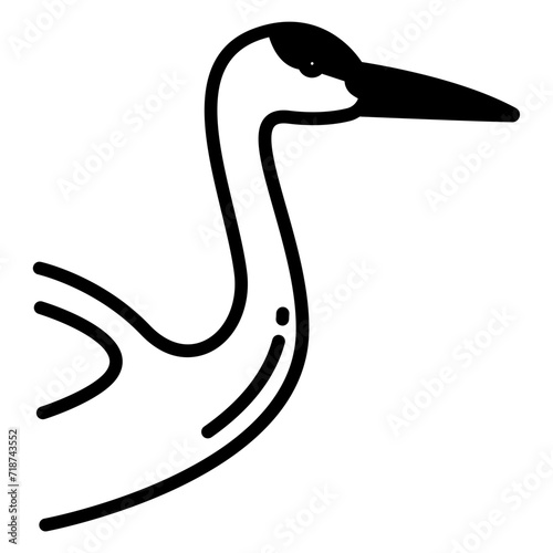 Crane glyph and line vector illustration