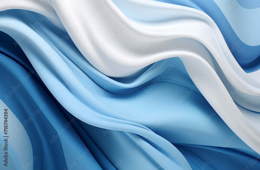 abstract background with blue and white silk or satin wavy folds. light blue fabric - full screen background
