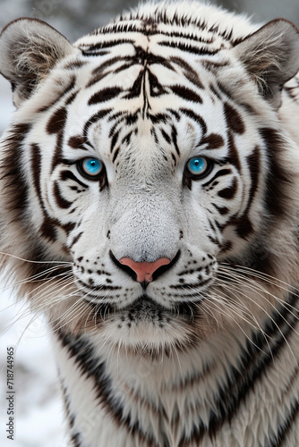 portrait of a white tiger in the wild. Selective focus.