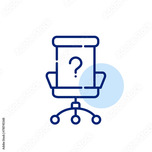 Office chair with question mark. Vacancy ad. Pixel perfect, editable stroke icon