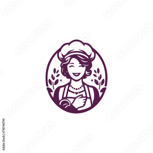 bakery logo with the shape of a female chef