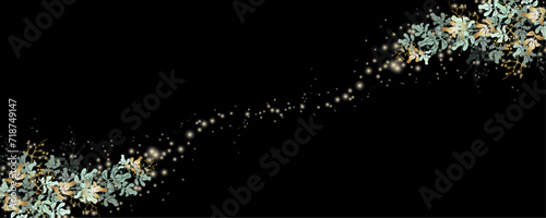 Vector art deco luxury flower, leaves, gold shine line art background. Golden botany banner. Japanese style Hand drawn vector. Line art style design. Hand drawn florals for packaging,coveand wall arts