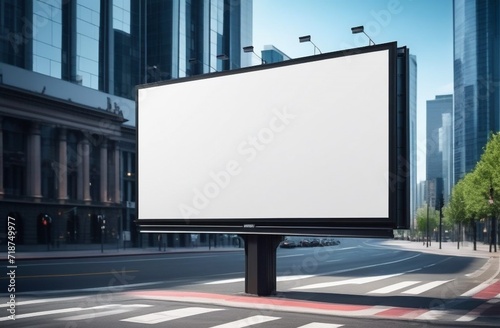 billboard in the middle of a city,Free billboard mockup