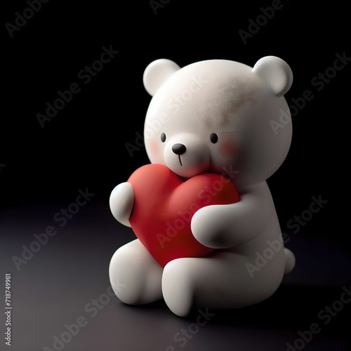 Cute Bear Statue with Heart