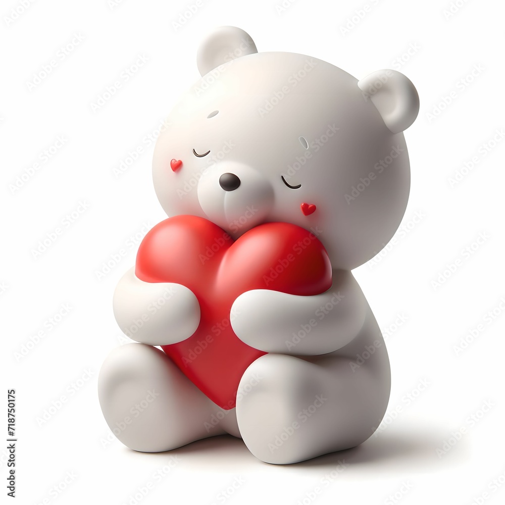 Obraz premium Cute Bear Statue with Heart