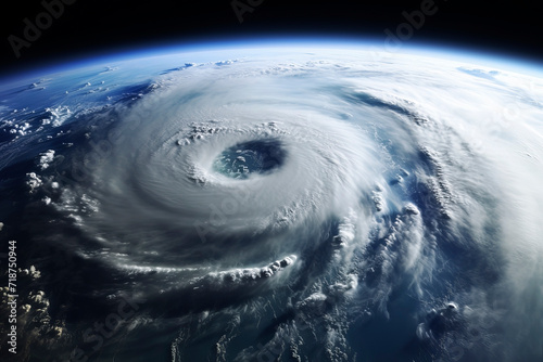 Hurricane, tornado, view from space. Generative AI
